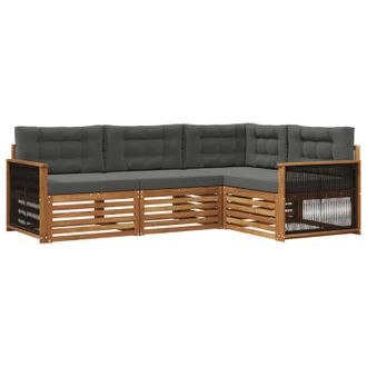 vidaXL Conjunto De Sof&aacute;s De Exterior 4 Pcs Natural Y Antracita Vidaxl