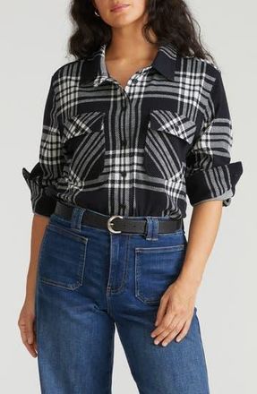 Universal Standard Maine Flannel Button-Up Shirt in Highland Black Plaid at Nordstrom Rack, Size Xl (26W-28W)