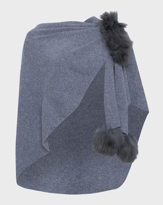 Gorski Select Wool Capelet With Lamb Shearling Poms