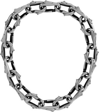 John Richmond Ketting ketting met zilveren spikes - Dames - Kettingen - Grijs - ONE Size - Leer - Accessoires