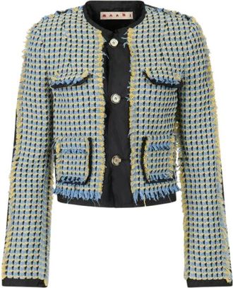 Marni Tweed Jackets, female, Blue, Size: M Cotton Tweed-Effect Baby Jacket