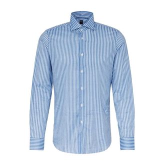 Fedeli Casual Shirts, male, Blue, 2XL, Blue and white striped shirt
