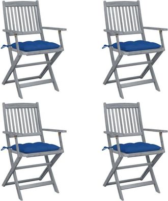 vidaXL Sillas Al Aire Libre Plegables Con Coj&iacute;n 4 Pcs Acacia Massive - 209511