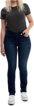 1822 Denim Womens Better Butter Mid Rise Slim Straight Leg Jean In Blue