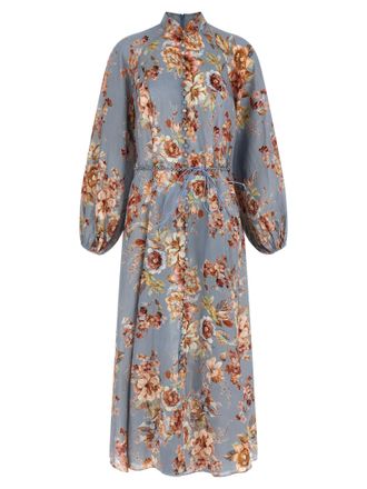 Zimmermann Blue Linen Long Womens Dress