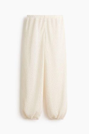 H&M Glittery Knitted Trousers in Cream at Nordstrom, Size X-Small