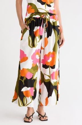Vince Camuto Crop Linen Blend Pants in Hot Pink Multi at Nordstrom Rack, Size X-Large