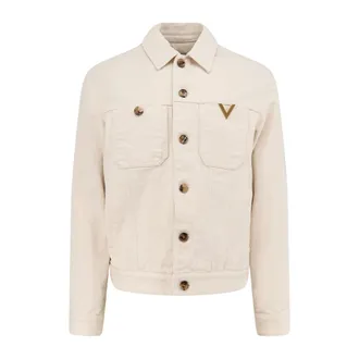 Valentino Denim Jackets, male, Beige, Size: M Denim Jacket