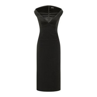 Solace London Monica Midi Jurk - Dames - Feestkleedjes - Zwart - L - Polyester - Kleedjes