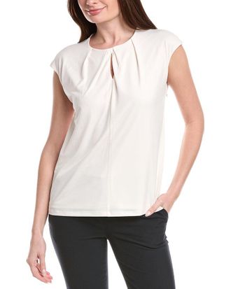Anne Klein Extended Shoulder Pleat Keyhole Top
