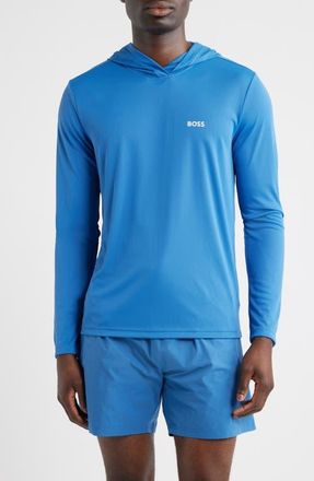 BOSS Hooded Long Sleeve Rashguard in Bright Blue at Nordstrom, Size Xx-Large