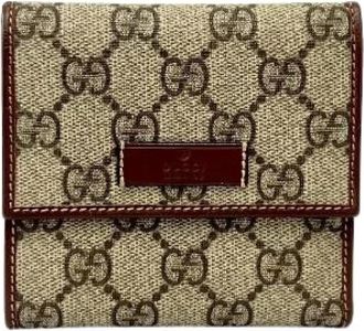 Gucci Pre-owned Wallets, female, Brown, Size: ONE SIZE Pre-owned GG Supreme Leather Trifold Wallet