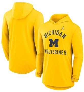 Jordan Brand Mens Jordan Brand Maize Michigan Wolverines Classic Arch Tri-Blend Dri-FIT Long Sleeve Hoodie T-Shirt at Nordstrom, Size Xx-Large