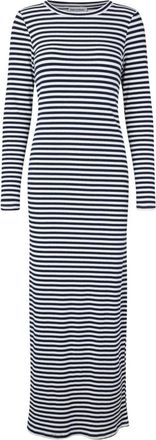 Lollys Laundry Gestreepte Maxi Jurk met Lange Mouwen - Dames - Maxi kleedjes - Blauw - S - Kleedjes