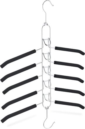 OEM Percha Que Ahorra Espacio, 5 Perchas Acolchadas Antideslizantes, Posicionamiento Horizontal Y Vertical, Negro/plata