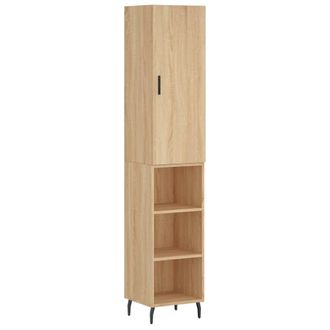 vidaXL Vidaxl - Aparador De Madera Contrachapada Roble Sonoma 34,5x34x180 Cm