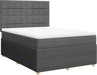 vidaXL Vidaxl - Cama Box Spring Con Colch&oacute;n Tela Gris Oscuro 140x190 Cm