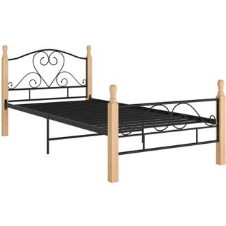 vidaXL Bed Frame without Mattress Black Metal 90x200 cm Vidaxl