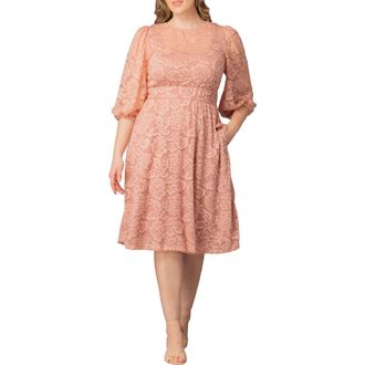 Kiyonna Hepburn Lace Cocktail Dress in Blush Pink at Nordstrom, Size 0X