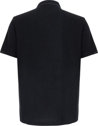 Emporio Armani Mens Polo Shirt Piquet Black Cotton T-Shirts And Polos