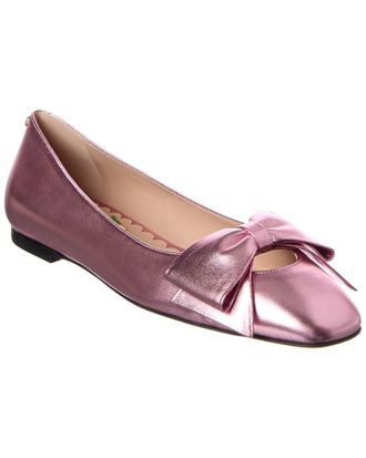 Valentino Bow Leather Ballerina Flat