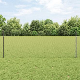 Berkfield Home Fence Posts 11 pcs U-Channel Grey 80 cm Steel, Hexagon Fence Grey 0.8x100 m Steel