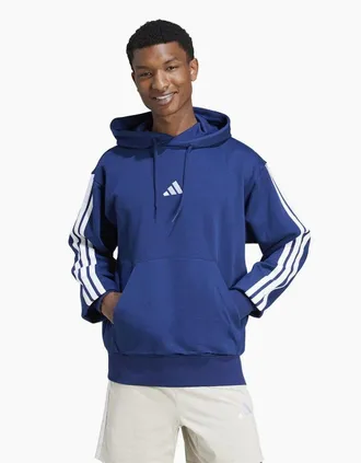 adidas Mens Mens Fleece 3 Stripes Hoodie - Navy/Multi - Size: 44