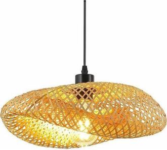 OEM L&aacute;mpara De Techo Retro, L&aacute;mpara Colgante De Rat&aacute;n Con Sombrero De Bamb&uacute; De 40 Cm, L&aacute;mpara De Techo Tejida Para Ba&ntilde;o, E27, Iluminaci&oacute;n De Techo Creativ