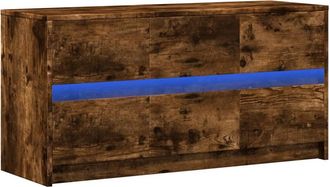 Berkfield Home TV Cabinet with LED Smoked Oak 100x34x50 cm Engineered Wood in Brown | Size: 100 x 34 x 50 cm