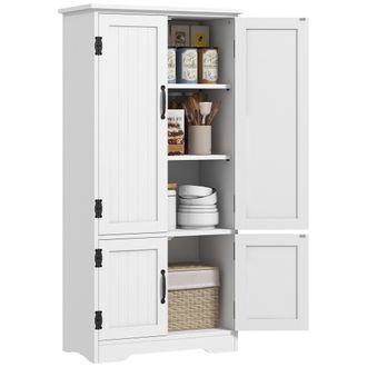 OEM Alacena De Cocina Aparador Alto De Cocina Mueble Auxiliar Con 4 Puertas Y Estantes Ajustables 60x30x123 Cm Blanco