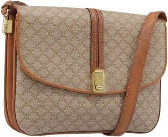 Celine Pre-owned Vintage Macadam Canvas Shoulder Bag - Dames - Vintage Schoudertas - Beige - ONE Size - Leer - Vintage