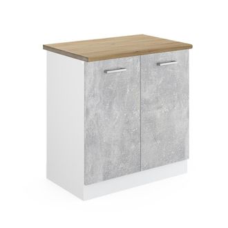 Vicco Armario Bajo Para Fregadero R-line, Hormig&oacute;n, 80 Cm, Et Roble