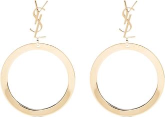 Saint Laurent Cassandre Pendant Hoop Earrings - Dames - Oorbellen - Geel - ONE Size - Accessoires