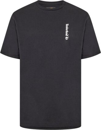 Timberland Heren-T-shirt met logo, ronde hals en relaxte pasvorm (Zwart)