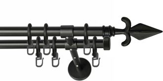 Garesa Gardinenstange »RUSTIKA« Ø 16 mm 2 läufig-läufig Wunschmasslänge rustikale Vorhanggarnitur, verlängerbar, m. Ringe, Endknopf Pfeil