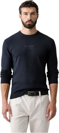Guess Mason Pullover - Heren - Ronde hals truien - Blauw - M - Truien & Vesten