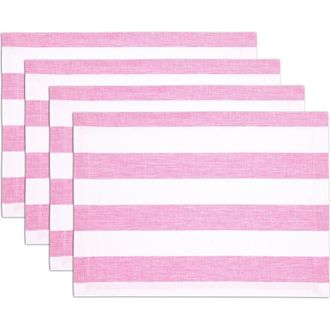 Solino Home Linen Placemats - Cabana Stripe, 14 x 19 in Pink And White at Nordstrom, Size Medium