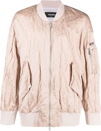 Dsquared2 crinkled-effect cotton jacket - men - Metallic Fibre/Cotton/Cotton - 48 - Neutrals