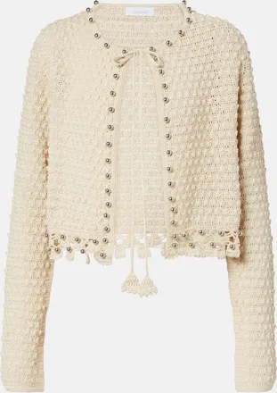 Paco Rabanne Embellished crochet cotton cardigan