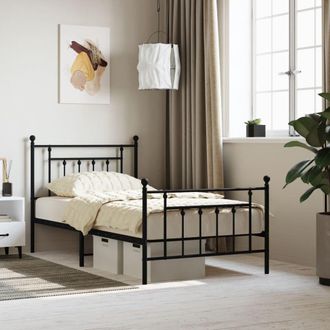 Berkfield Home Metal Bed Frame with Headboard & Footboard Black 100x190 cm