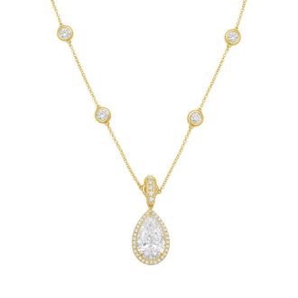 Diana M. Jewels 14kt Yellow gold Lab Grown 10.00 ct Pear Diamond Halo Pendant With Bail