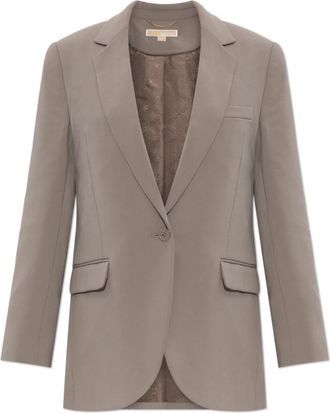 Michael Kors Blazer met open revers - Dames - Blazers - Grijs - S - Leer - Jassen