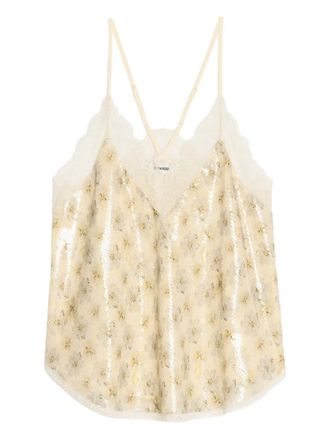 Zadig&Voltaire Christy sequin floral top - women - Viscose - L - Neutrals