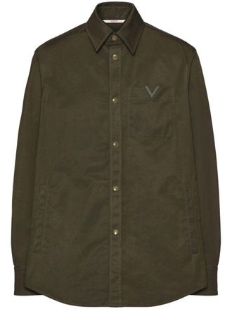 Valentino Garavani V-detail shirt jacket - men - Elastomultiester/Polyester/Polyester - 46 - Green