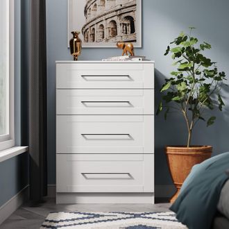 Welcome Furniture Malton Ready Assembled 4 Drawer Deep Chest in White Ash - Welcome Furniture | TJ Hughes