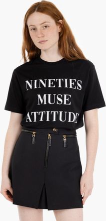 Elisabetta Franchi T-shirt in jersey di cotone con lettering nera
