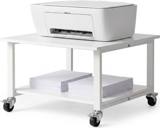 Relaxdays Relaxdays Carrello Per Stampante Bianco Con Rotelle, 2 Ripiani, Hxlxp: 32 X 50 X 50 Cm, Per Ufficio