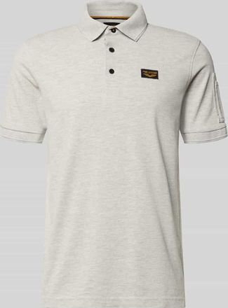 PME Legend Slim Fit Poloshirt mit Logo-Patch in Hellgrau, Gr&ouml;&szlig;e XXXL