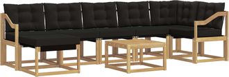 vidaXL Conjunto De Sof&aacute;s De Exterior 8 Uds. Blanco Y Negro Vidaxl