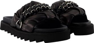 Toga Archives Womens Leather Padded Sandal Black Calfskin